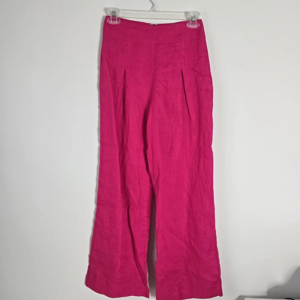 Reformation Cleo Linen Hot Pink Two Piece Set 2 Petite Barbiecore Feminine